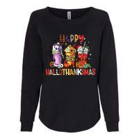 Happy Hallothanksmas Coffee Latte Halloween Thanksgiving Womens California Wash Sweatshirt