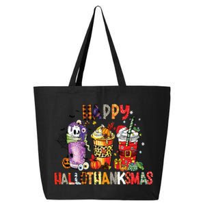 Happy Hallothanksmas Coffee Latte Halloween Thanksgiving 25L Jumbo Tote