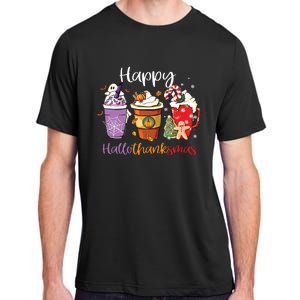 Happy Hallothanksmas Coffee Latte Halloween Thanksgiving Long Sleeve Adult ChromaSoft Performance T-Shirt