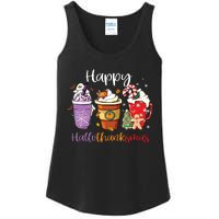 Happy Hallothanksmas Coffee Latte Halloween Thanksgiving Long Sleeve Ladies Essential Tank