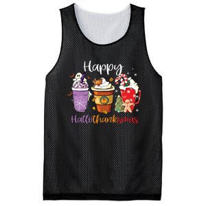 Happy Hallothanksmas Coffee Latte Halloween Thanksgiving Long Sleeve Mesh Reversible Basketball Jersey Tank