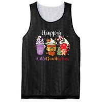 Happy Hallothanksmas Coffee Latte Halloween Thanksgiving Long Sleeve Mesh Reversible Basketball Jersey Tank