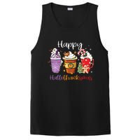 Happy Hallothanksmas Coffee Latte Halloween Thanksgiving Long Sleeve PosiCharge Competitor Tank