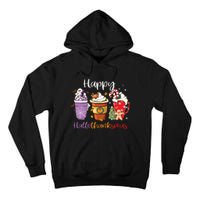 Happy Hallothanksmas Coffee Latte Halloween Thanksgiving Long Sleeve Tall Hoodie