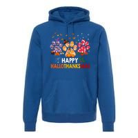 Happy Hallothanksmas Cat Dog Paw Print Halloween Christmas Cute Gift Premium Hoodie