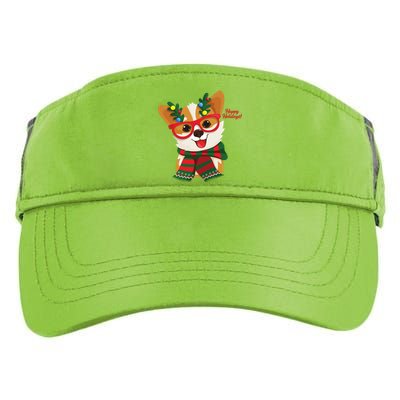 Happy Holidays Cute Corgi Dog Lover Adult Drive Performance Visor