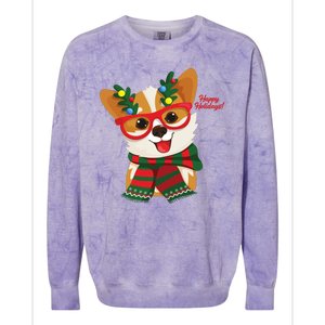 Happy Holidays Cute Corgi Dog Lover Colorblast Crewneck Sweatshirt