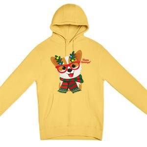 Happy Holidays Cute Corgi Dog Lover Premium Pullover Hoodie