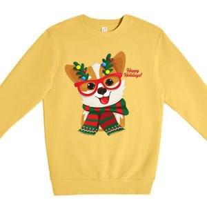 Happy Holidays Cute Corgi Dog Lover Premium Crewneck Sweatshirt