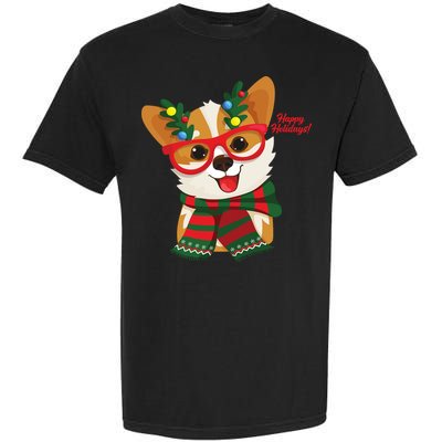 Happy Holidays Cute Corgi Dog Lover Garment-Dyed Heavyweight T-Shirt
