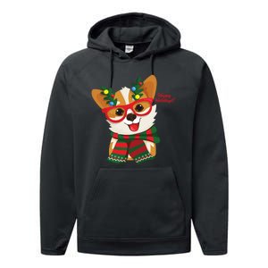 Happy Holidays Cute Corgi Dog Lover Performance Fleece Hoodie