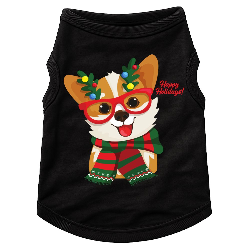 Happy Holidays Cute Corgi Dog Lover Doggie Tank