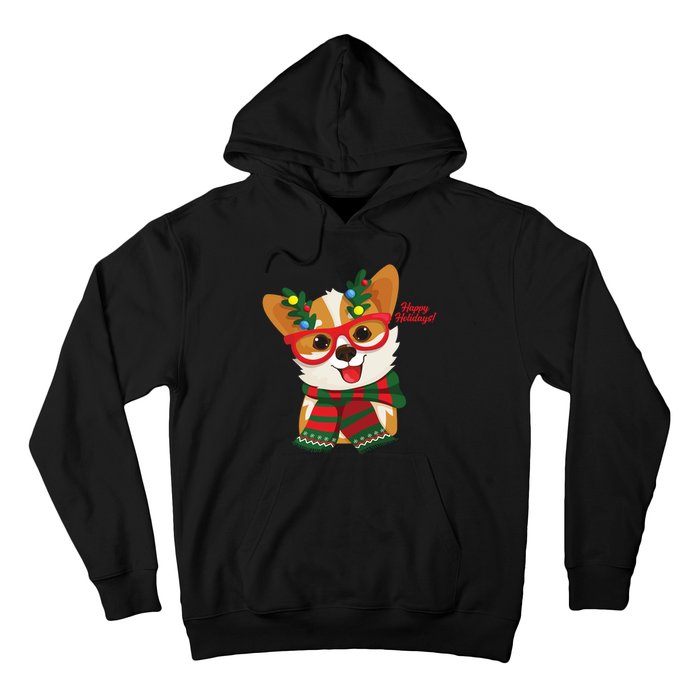 Happy Holidays Cute Corgi Dog Lover Hoodie