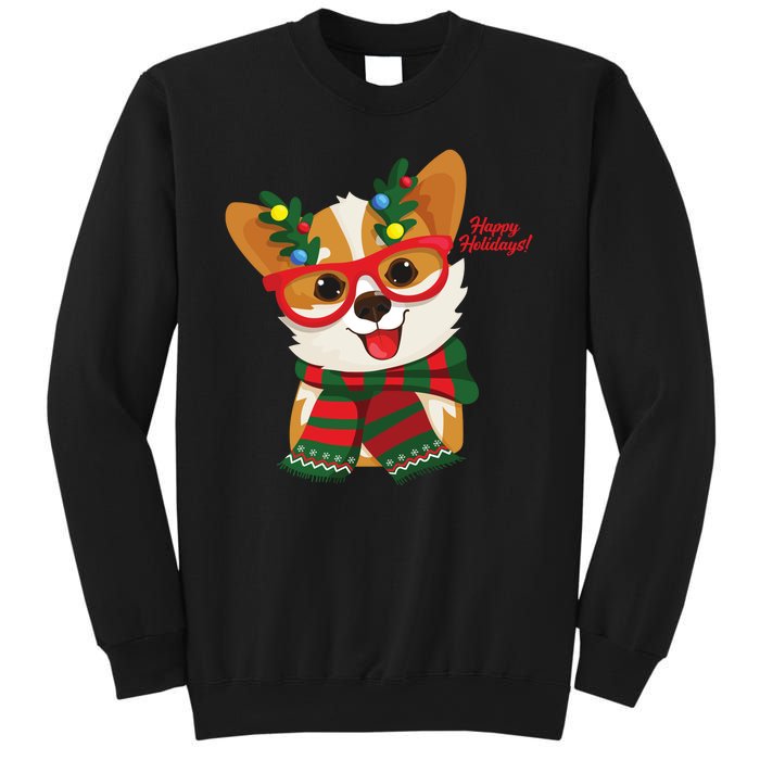 Happy Holidays Cute Corgi Dog Lover Sweatshirt