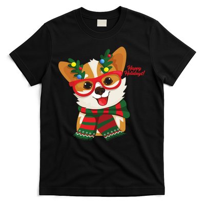 Happy Holidays Cute Corgi Dog Lover T-Shirt