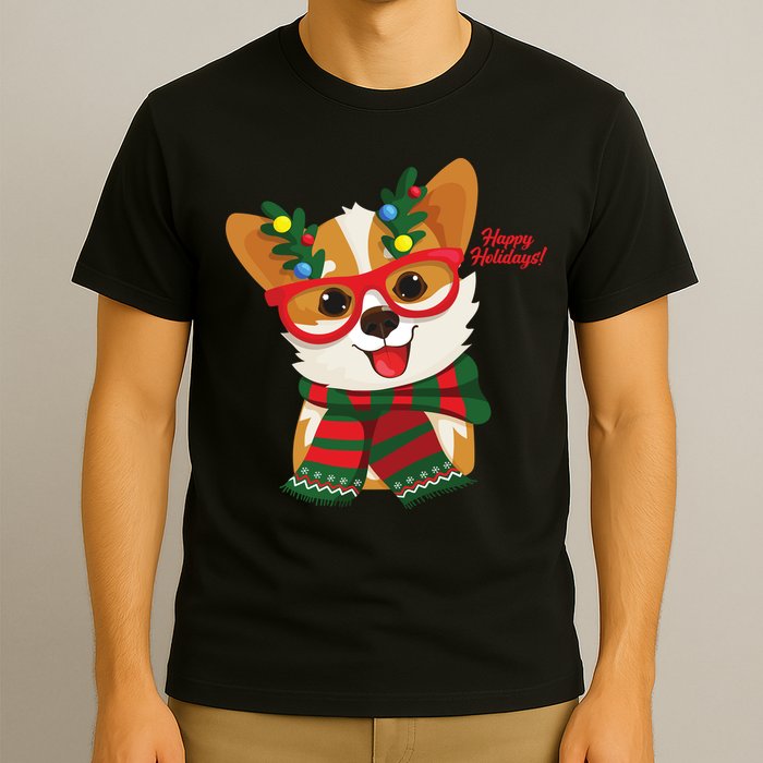 Happy Holidays Cute Corgi Dog Lover T-Shirt