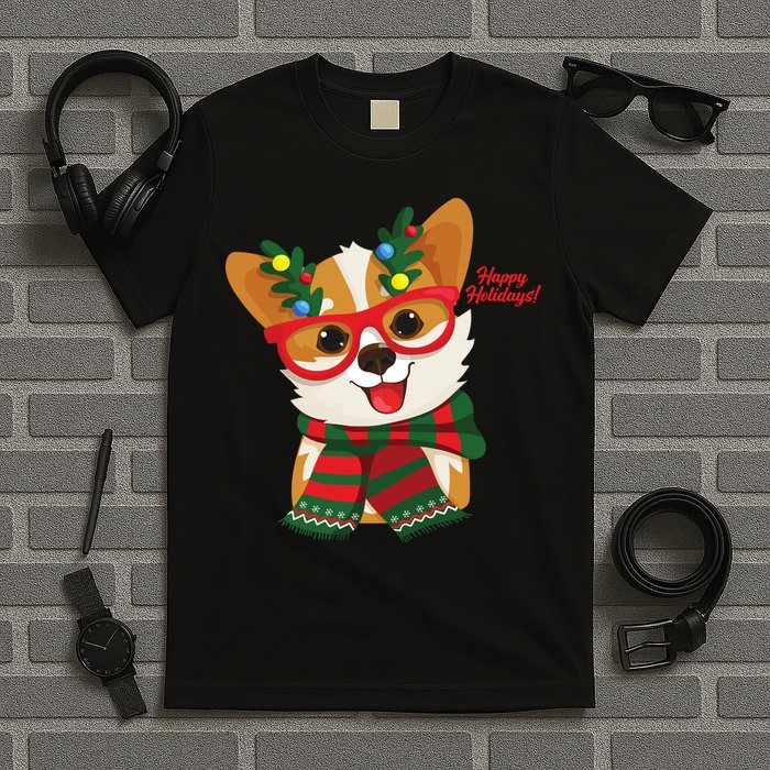 Happy Holidays Cute Corgi Dog Lover T-Shirt