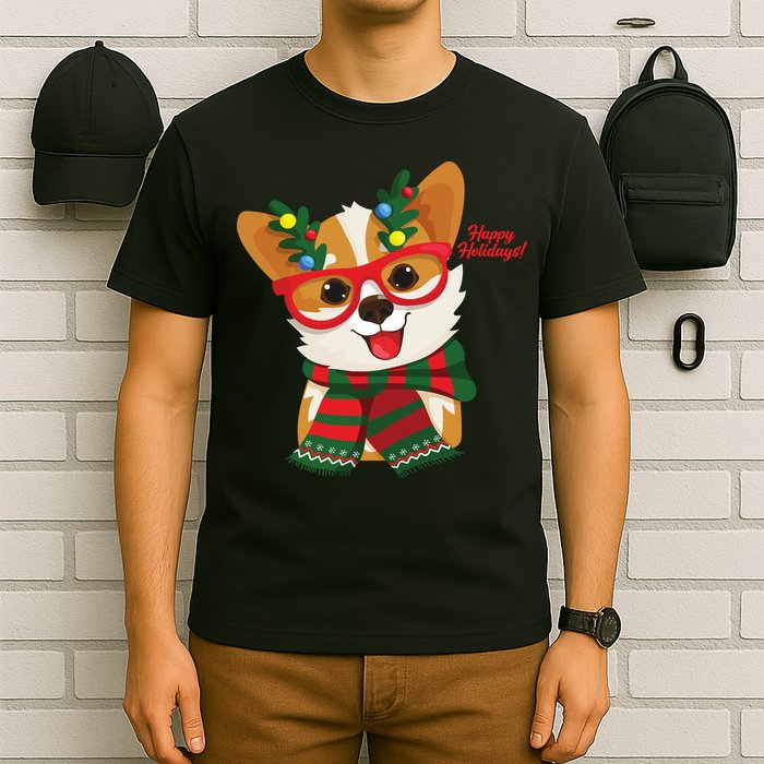 Happy Holidays Cute Corgi Dog Lover T-Shirt