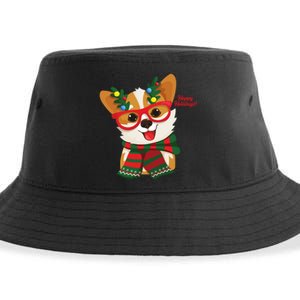 Happy Holidays Cute Corgi Dog Lover Sustainable Bucket Hat