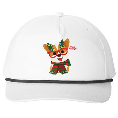 Happy Holidays Cute Corgi Dog Lover Snapback Five-Panel Rope Hat