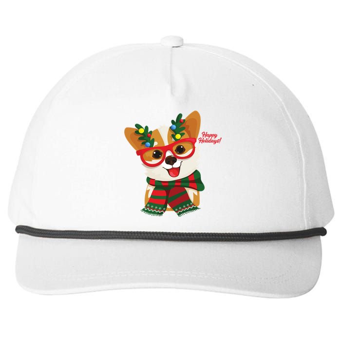 Happy Holidays Cute Corgi Dog Lover Snapback Five-Panel Rope Hat