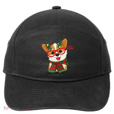Happy Holidays Cute Corgi Dog Lover 7-Panel Snapback Hat