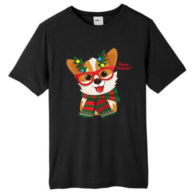 Happy Holidays Cute Corgi Dog Lover Tall Fusion ChromaSoft Performance T-Shirt