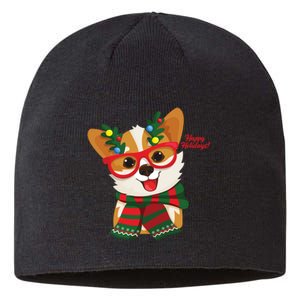 Happy Holidays Cute Corgi Dog Lover Sustainable Beanie