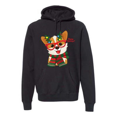 Happy Holidays Cute Corgi Dog Lover Premium Hoodie