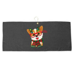 Happy Holidays Cute Corgi Dog Lover Large Microfiber Waffle Golf Towel