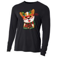 Happy Holidays Cute Corgi Dog Lover Cooling Performance Long Sleeve Crew