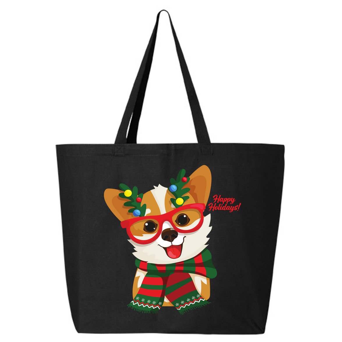 Happy Holidays Cute Corgi Dog Lover 25L Jumbo Tote
