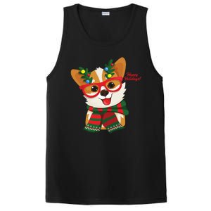 Happy Holidays Cute Corgi Dog Lover PosiCharge Competitor Tank