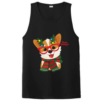 Happy Holidays Cute Corgi Dog Lover PosiCharge Competitor Tank