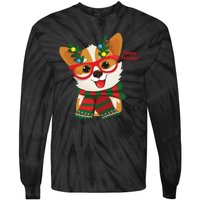 Happy Holidays Cute Corgi Dog Lover Tie-Dye Long Sleeve Shirt