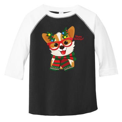 Happy Holidays Cute Corgi Dog Lover Toddler Fine Jersey T-Shirt