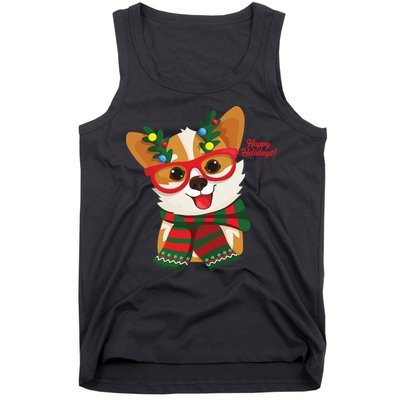 Happy Holidays Cute Corgi Dog Lover Tank Top