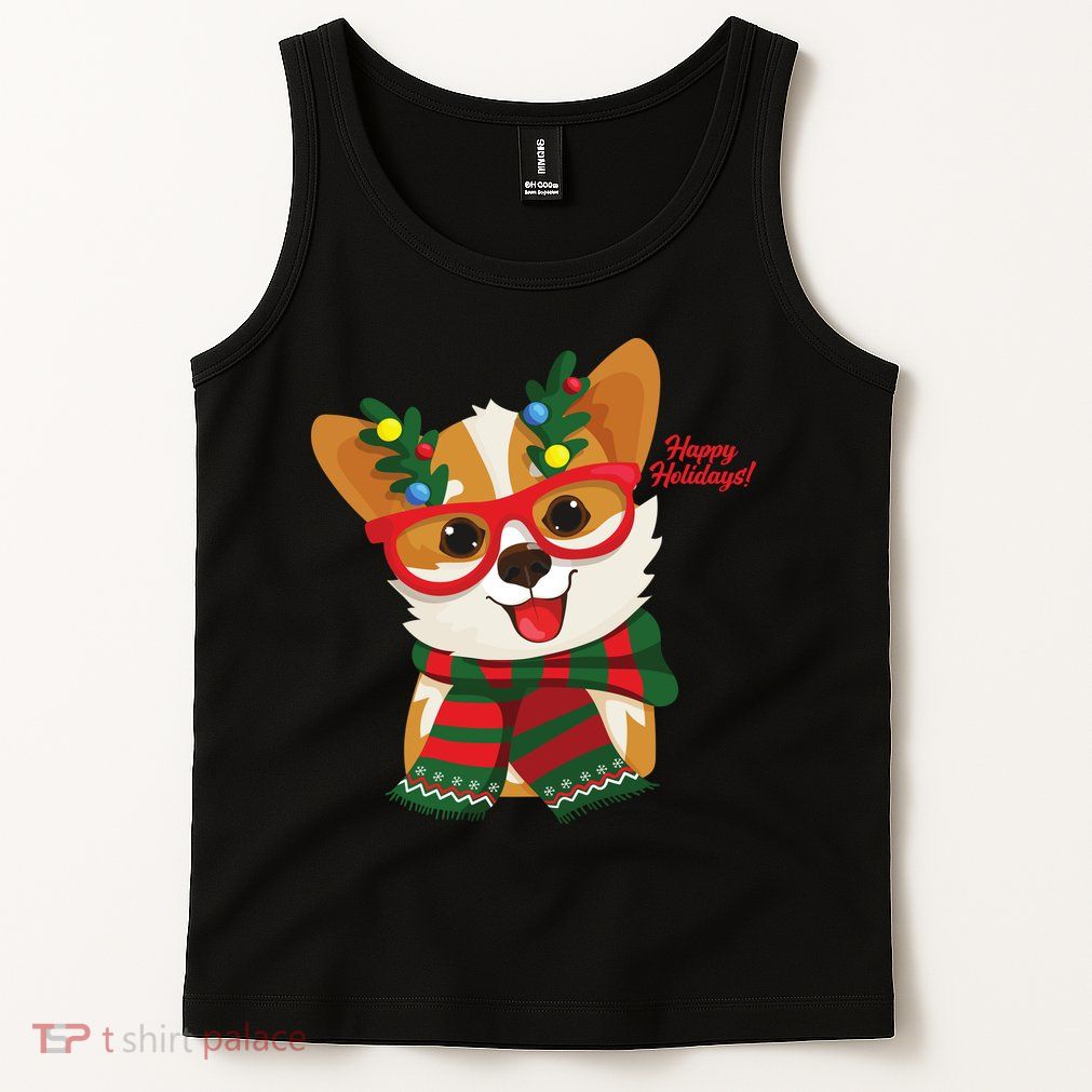 Happy Holidays Cute Corgi Dog Lover Tank Top