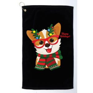 Happy Holidays Cute Corgi Dog Lover Platinum Collection Golf Towel