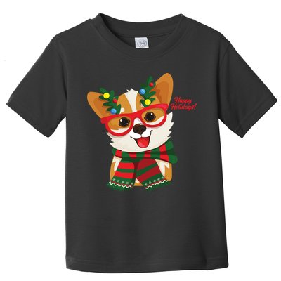 Happy Holidays Cute Corgi Dog Lover Toddler T-Shirt