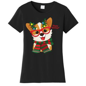 Happy Holidays Cute Corgi Dog Lover Women's T-Shirt