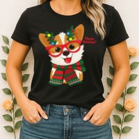 Happy Holidays Cute Corgi Dog Lover Womens T-Shirt