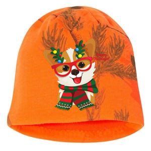 Happy Holidays Cute Corgi Dog Lover Kati - Camo Knit Beanie