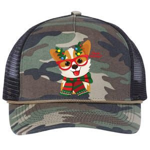 Happy Holidays Cute Corgi Dog Lover Retro Rope Trucker Hat Cap