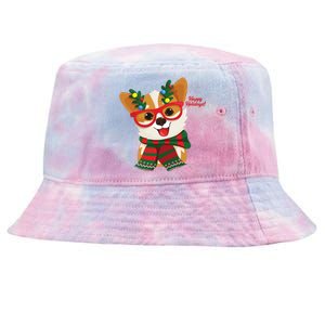 Happy Holidays Cute Corgi Dog Lover Tie-Dyed Bucket Hat