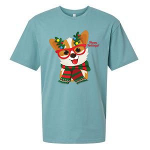 Happy Holidays Cute Corgi Dog Lover Sueded Cloud Jersey T-Shirt