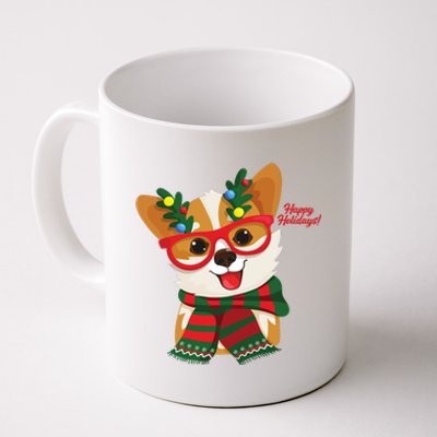 Happy Holidays Cute Corgi Dog Lover Coffee Mug