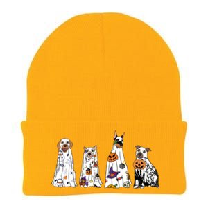 Happy Halloween Cute Ghost Dog Halloween Retro Spooky Season Great Gift Knit Cap Winter Beanie