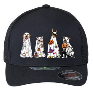 Happy Halloween Cute Ghost Dog Halloween Retro Spooky Season Great Gift Flexfit Unipanel Trucker Cap