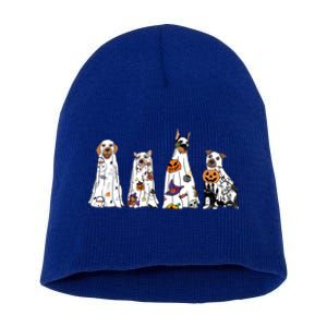 Happy Halloween Cute Ghost Dog Halloween Retro Spooky Season Great Gift Short Acrylic Beanie